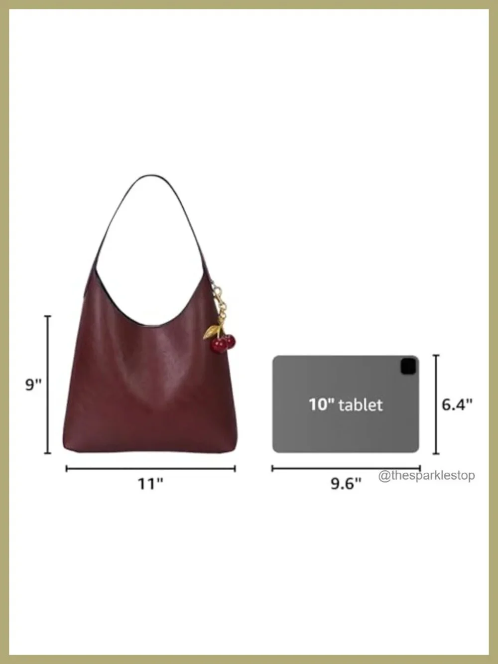 Faux Suede Hobo Bag Vegan Leather Shoulder Tote with Cherry Charm Slouchy